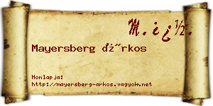 Mayersberg Árkos névjegykártya